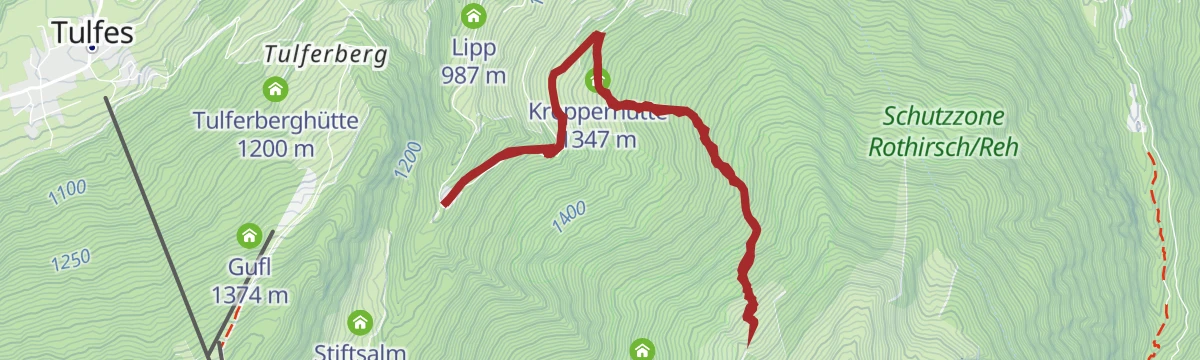 Route map: Von Volderwildbad zur Largozalm